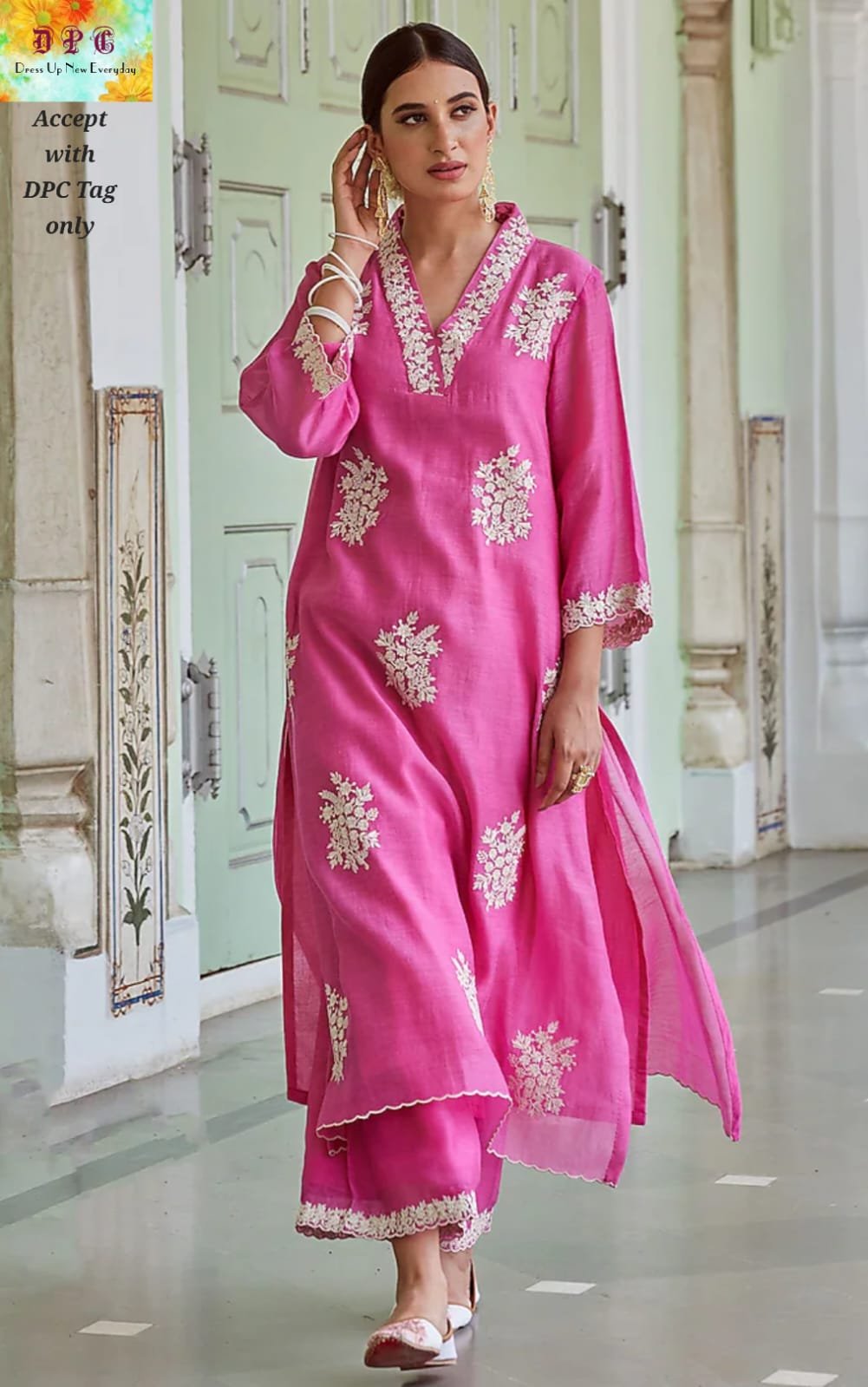 Cotton Embroidered Kurti Palazzo Set