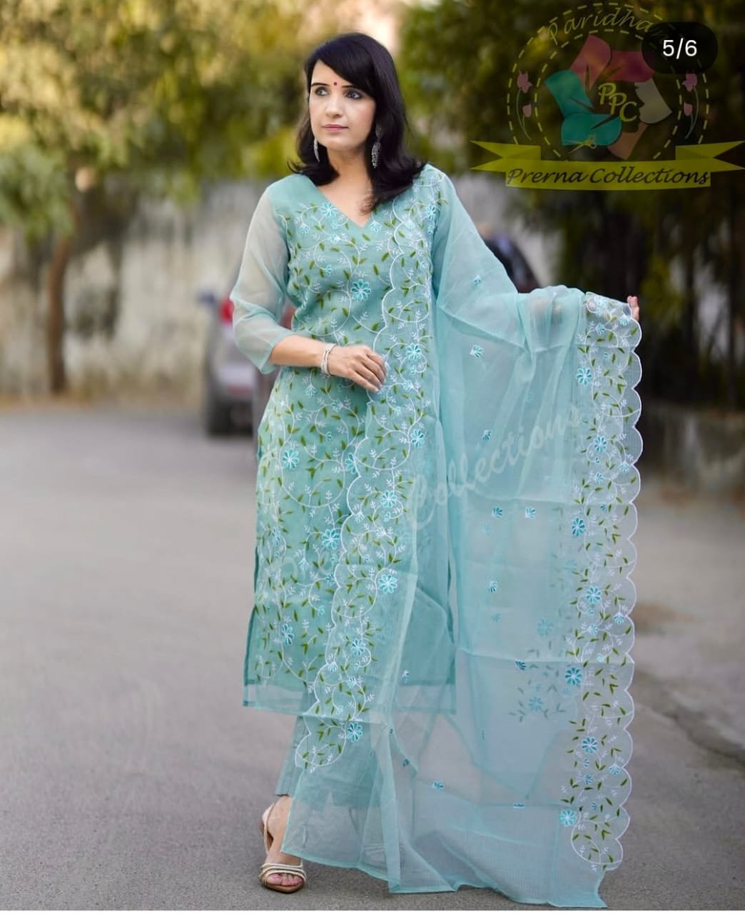 Kota Doria Embroidered Stitched Suit Set