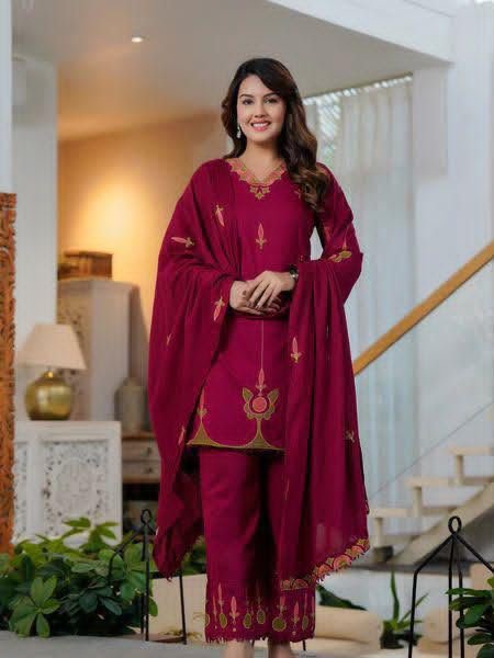 Cotton Embroidered Stitched Suit Set