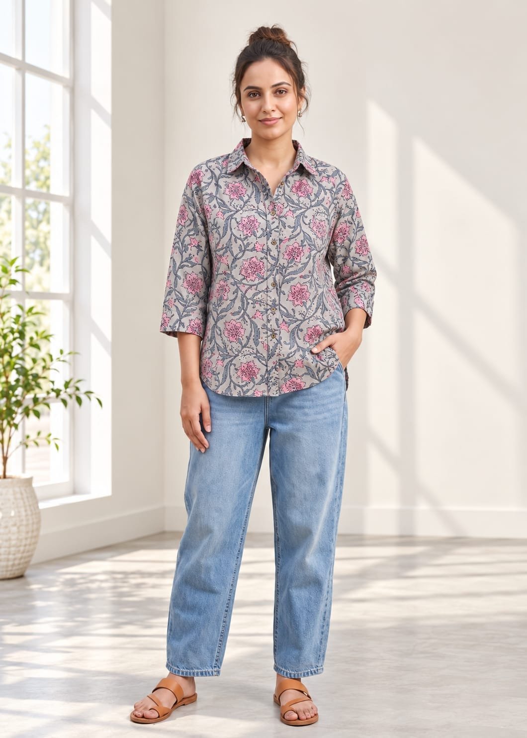 Cotton Printed Ladies Shirt