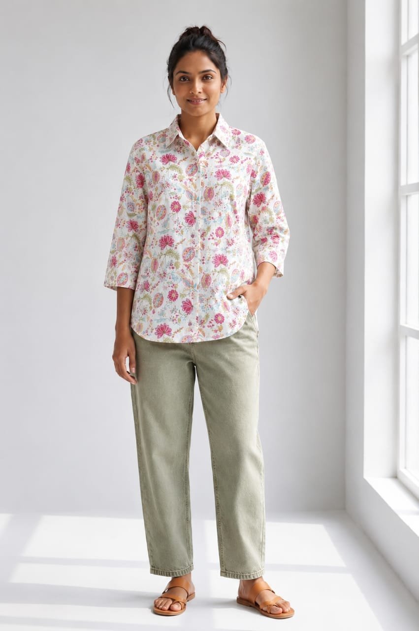 Cotton Printed Ladies Shirt