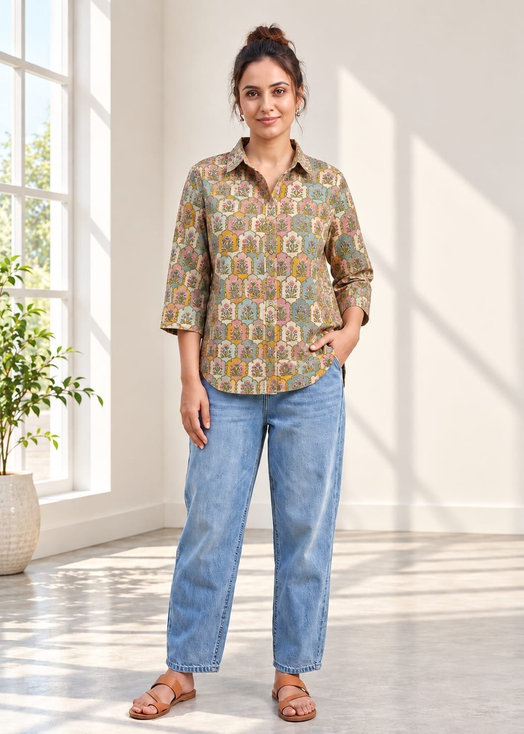 Cotton Printed Ladies Shirt