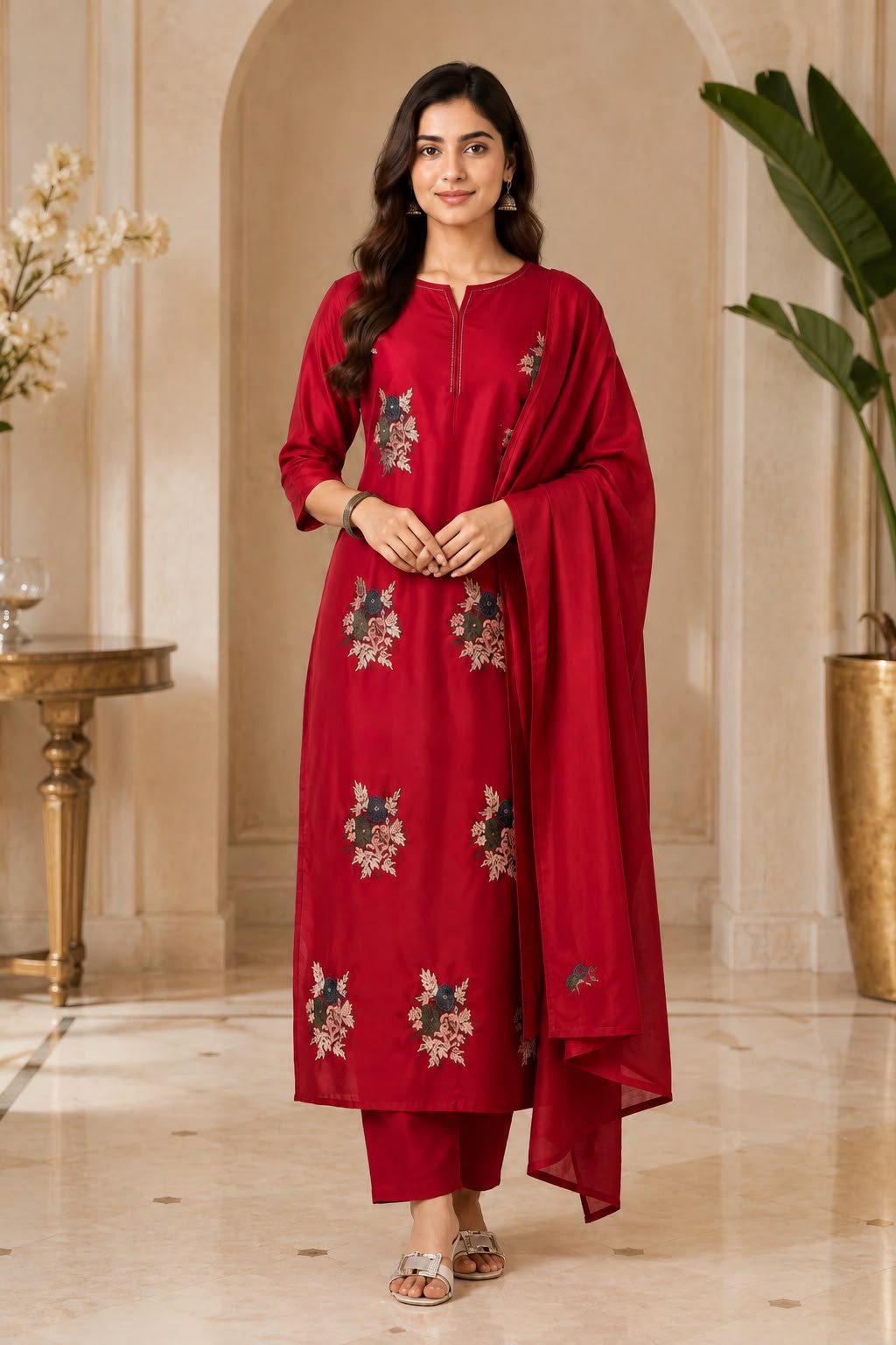 Cotton Embroidered Stitched Suit Set