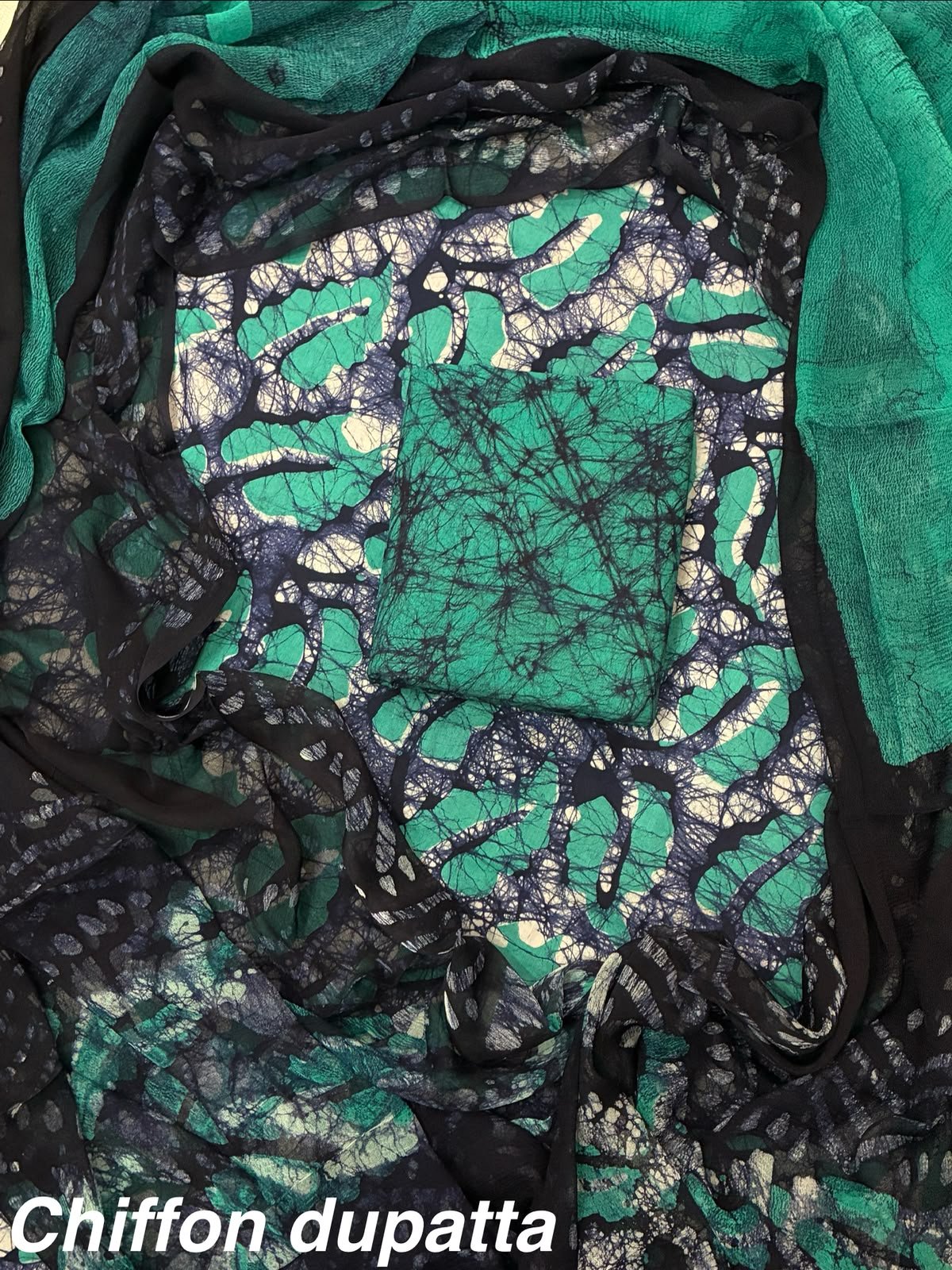 Cotton Printed Chiffon Dupatta Suit Set