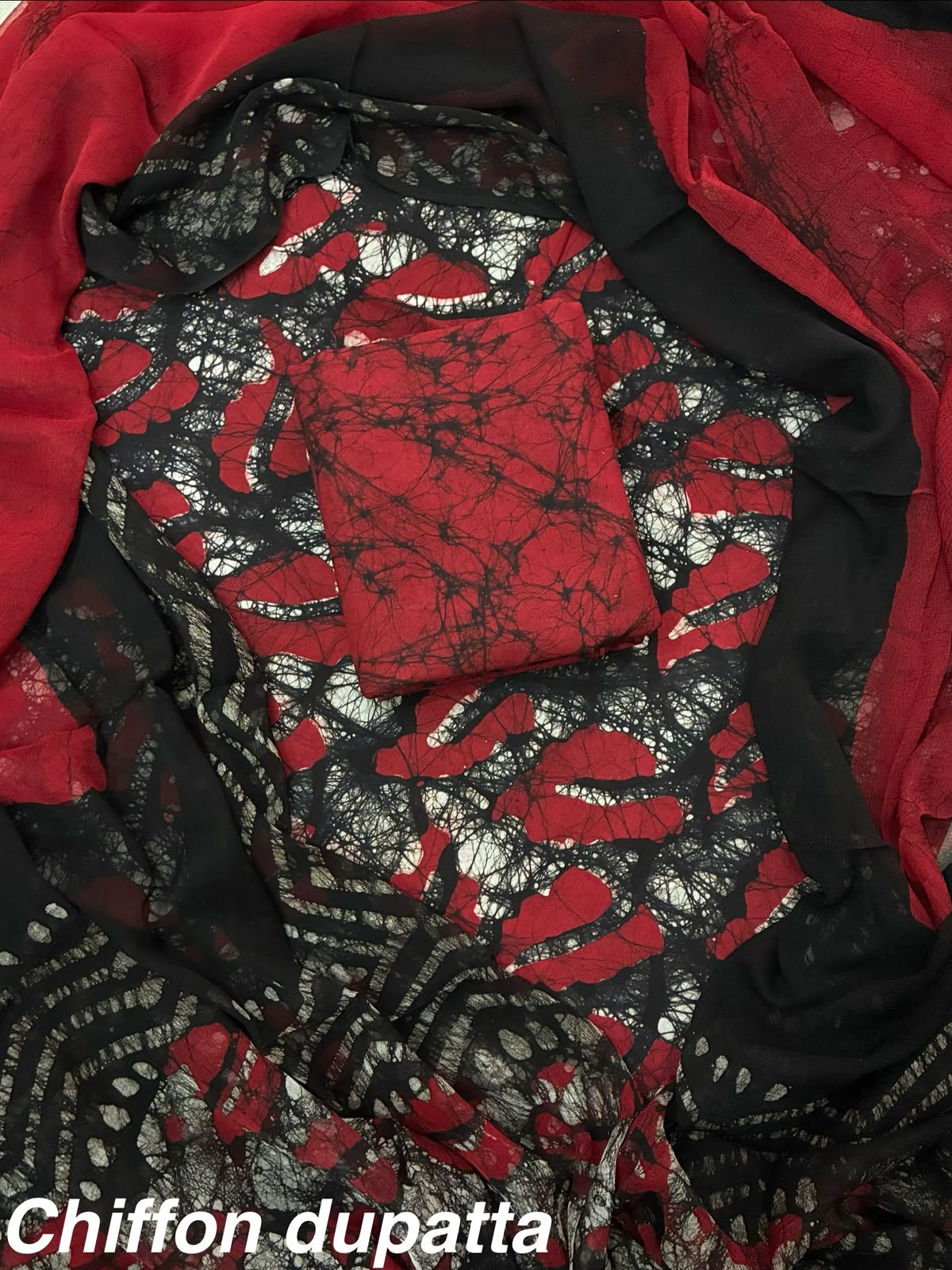 Cotton Printed Chiffon Dupatta Suit Set