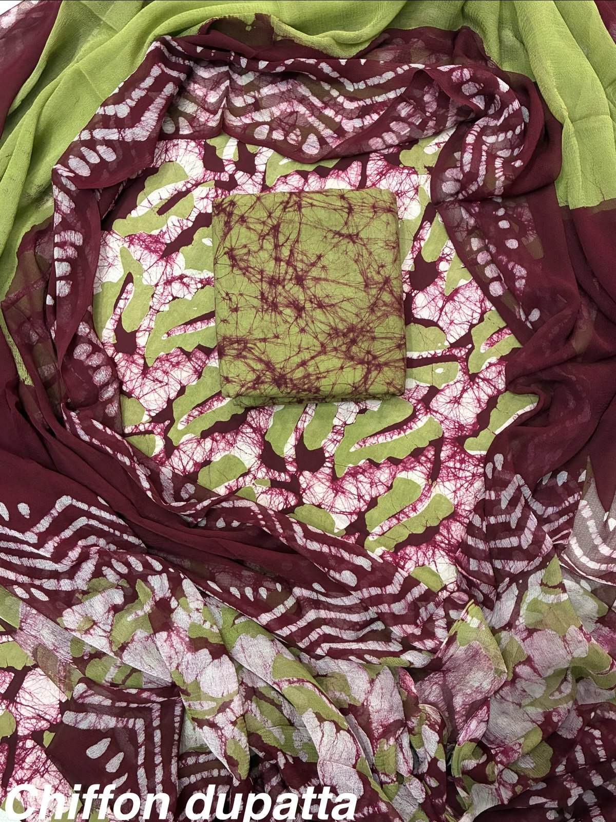 Cotton Printed Chiffon Dupatta Suit Set