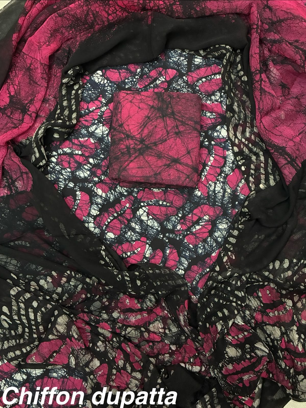 Cotton Printed Chiffon Dupatta Suit Set