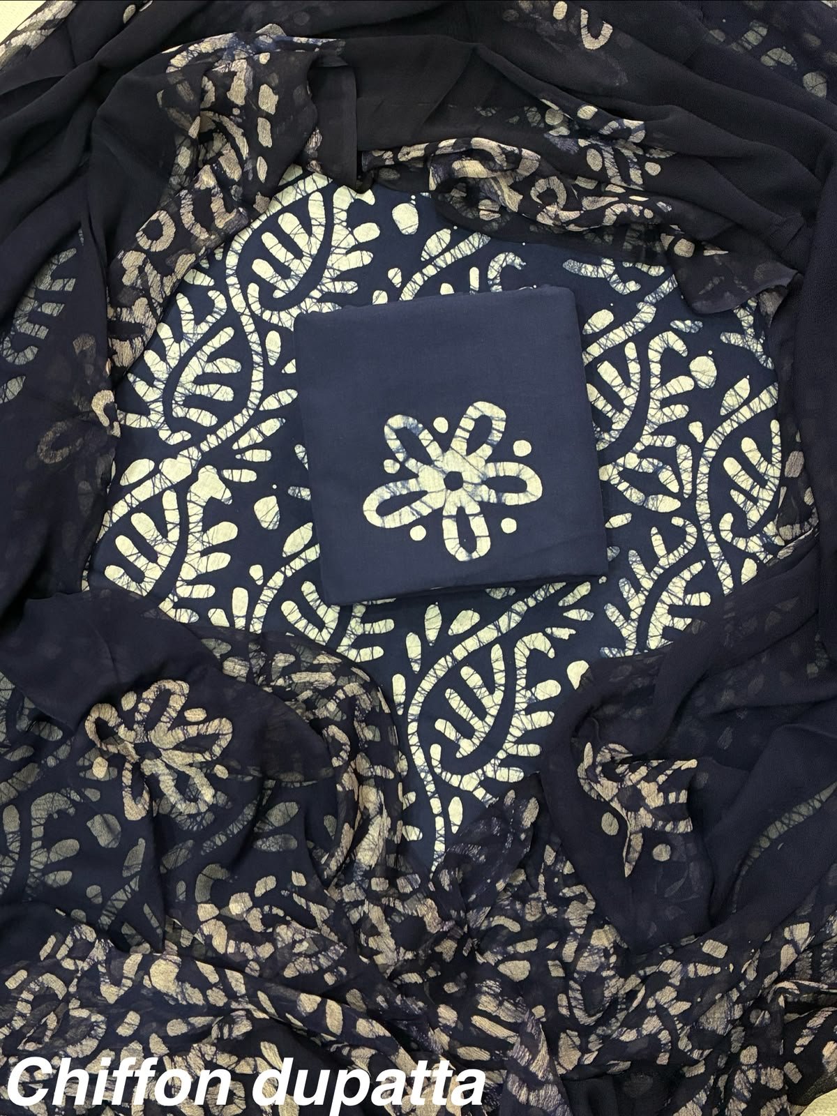Cotton Printed Chiffon Dupatta Suit Set