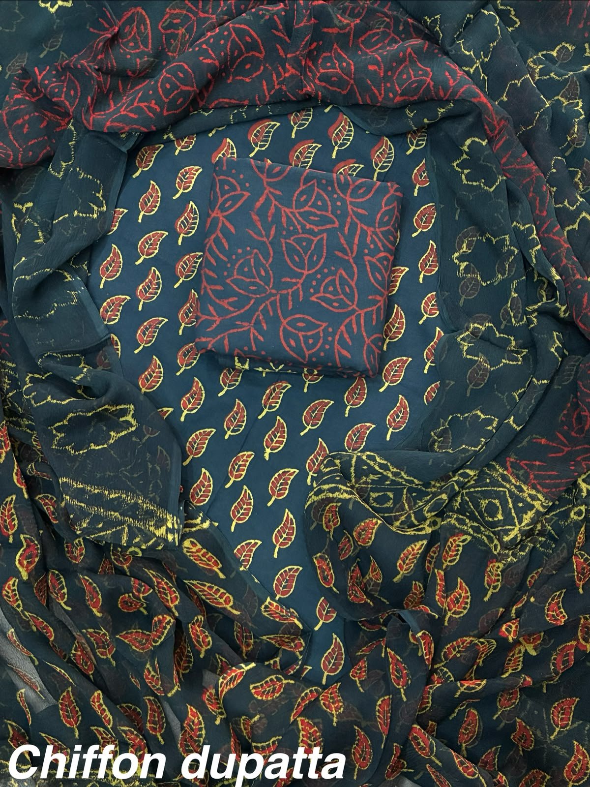 Cotton Printed Chiffon Dupatta Suit Set