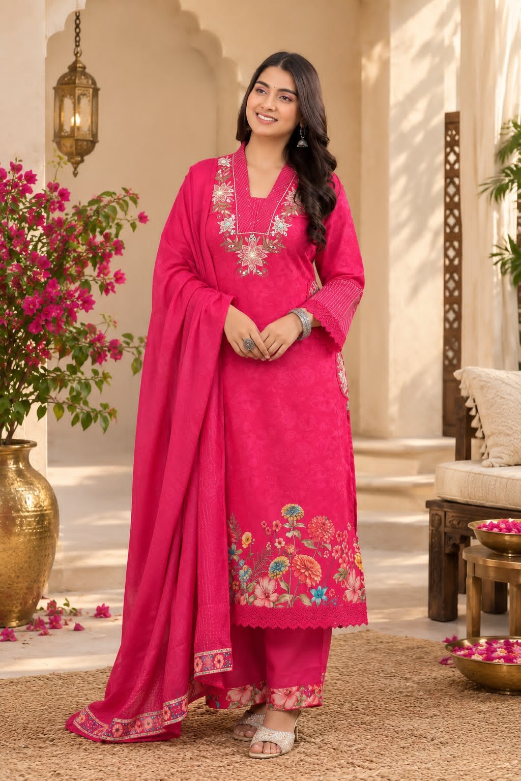 Cotton Embroidered Stitched Suit Set
