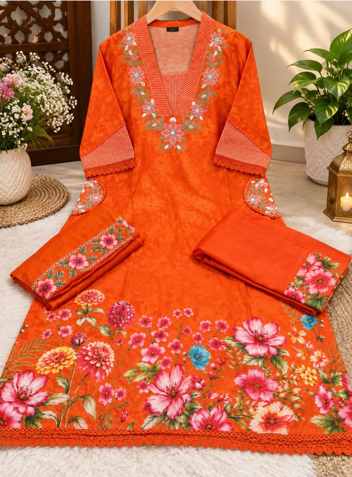 Cotton Embroidered Stitched Suit Set