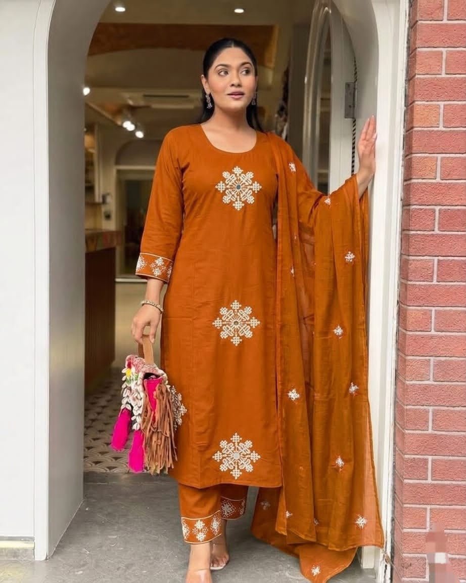 Cotton Embroidered Stitched Suit Set