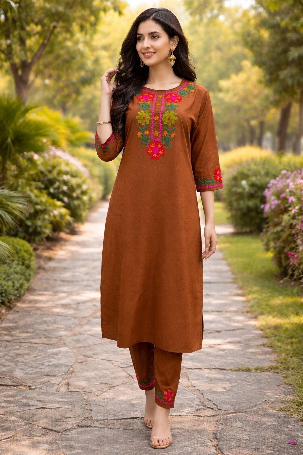 Cotton Embroidered Cord Set