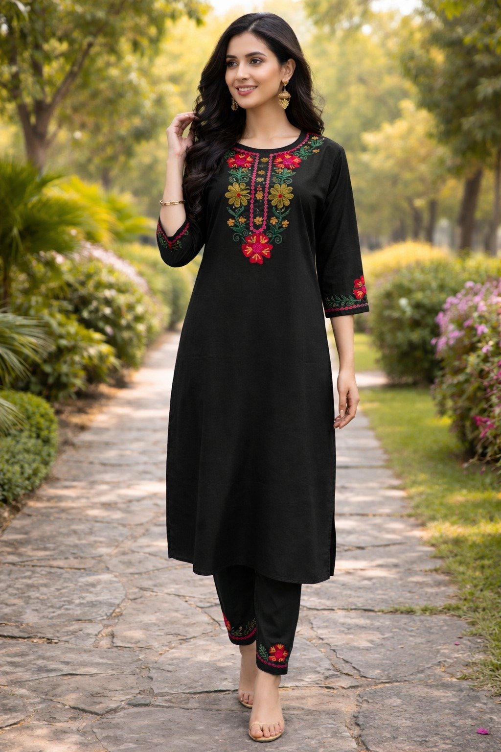 Cotton Embroidered Cord Set