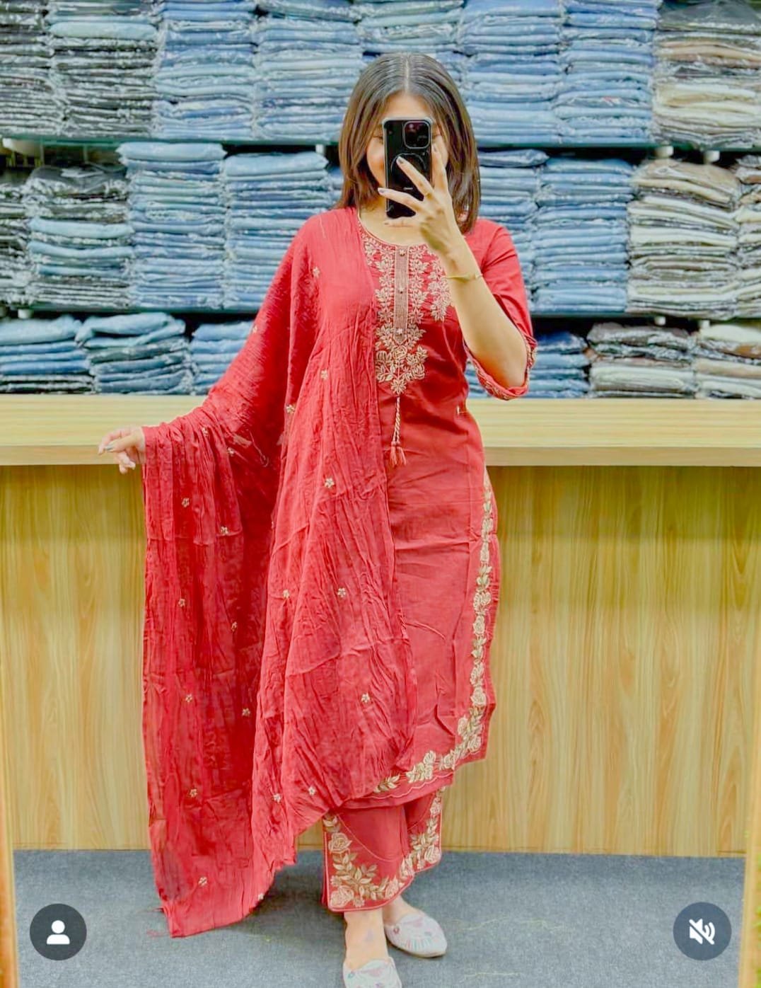 Cotton Embroidered Stitched Suit Set