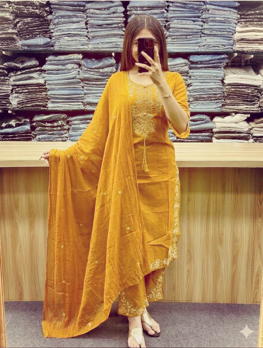 Cotton Embroidered Stitched Suit Set