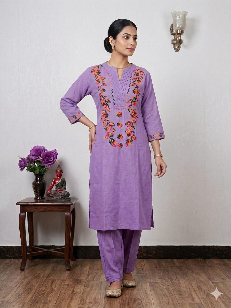 Cotton Embroidered Cord Set