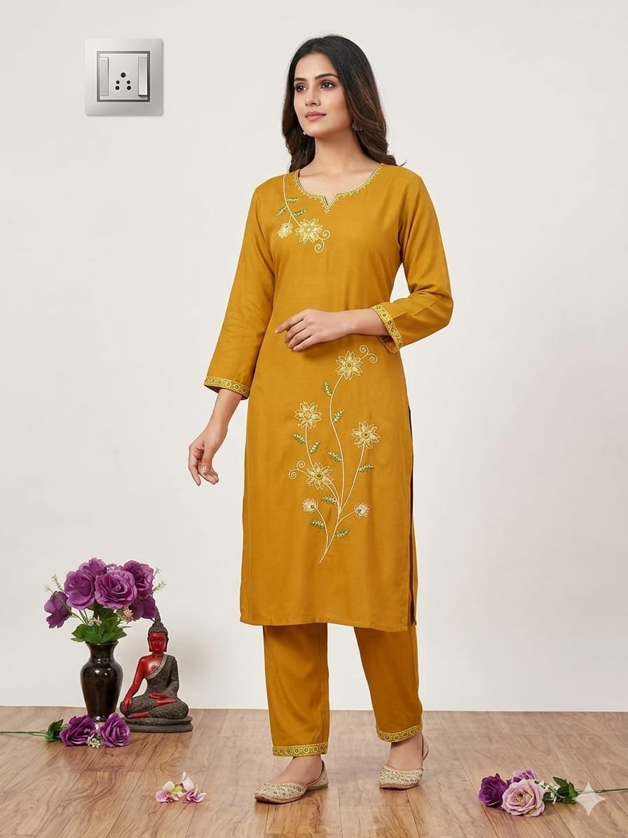 Cotton Embroidered Cord Set