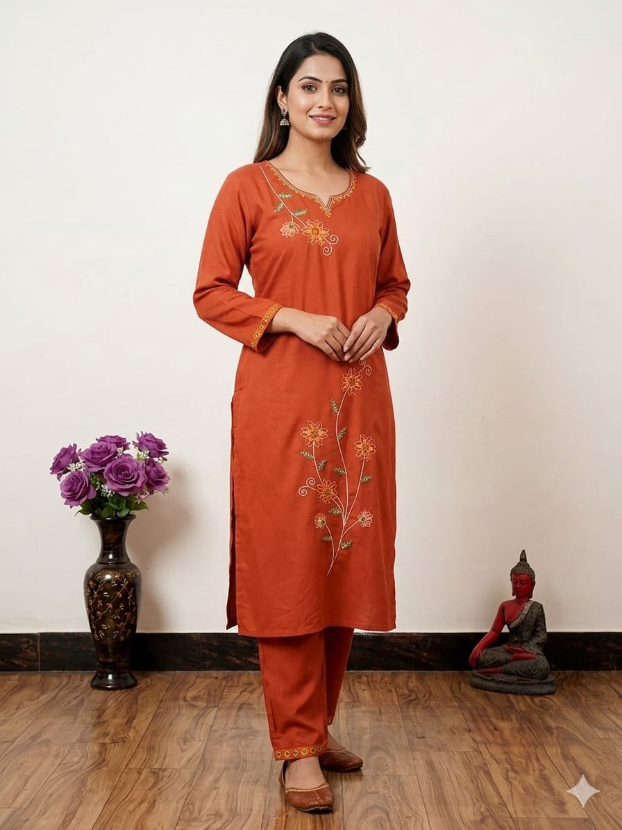 Cotton Embroidered Cord Set