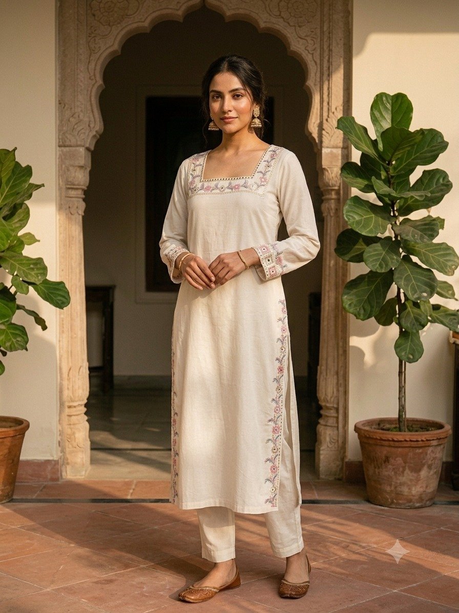 Cotton Flex Embroidered Cord Set