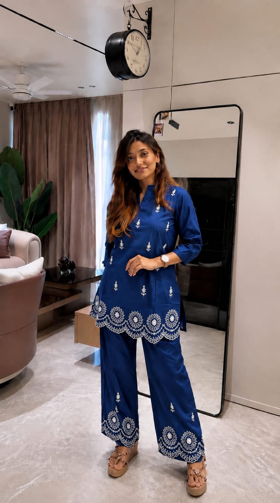 Cotton Embroidered Cord Set