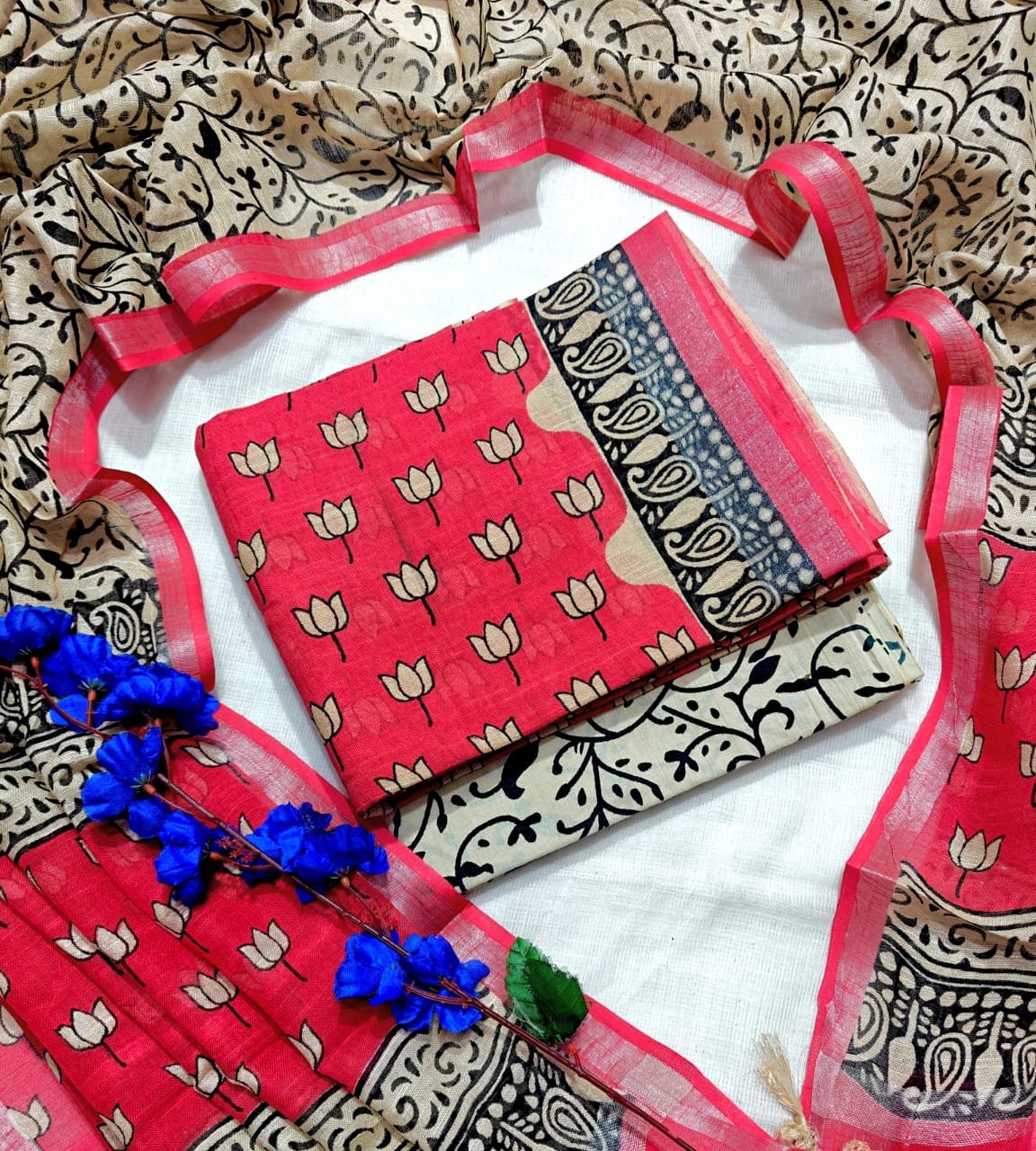 Cotton Linen Printed Suit