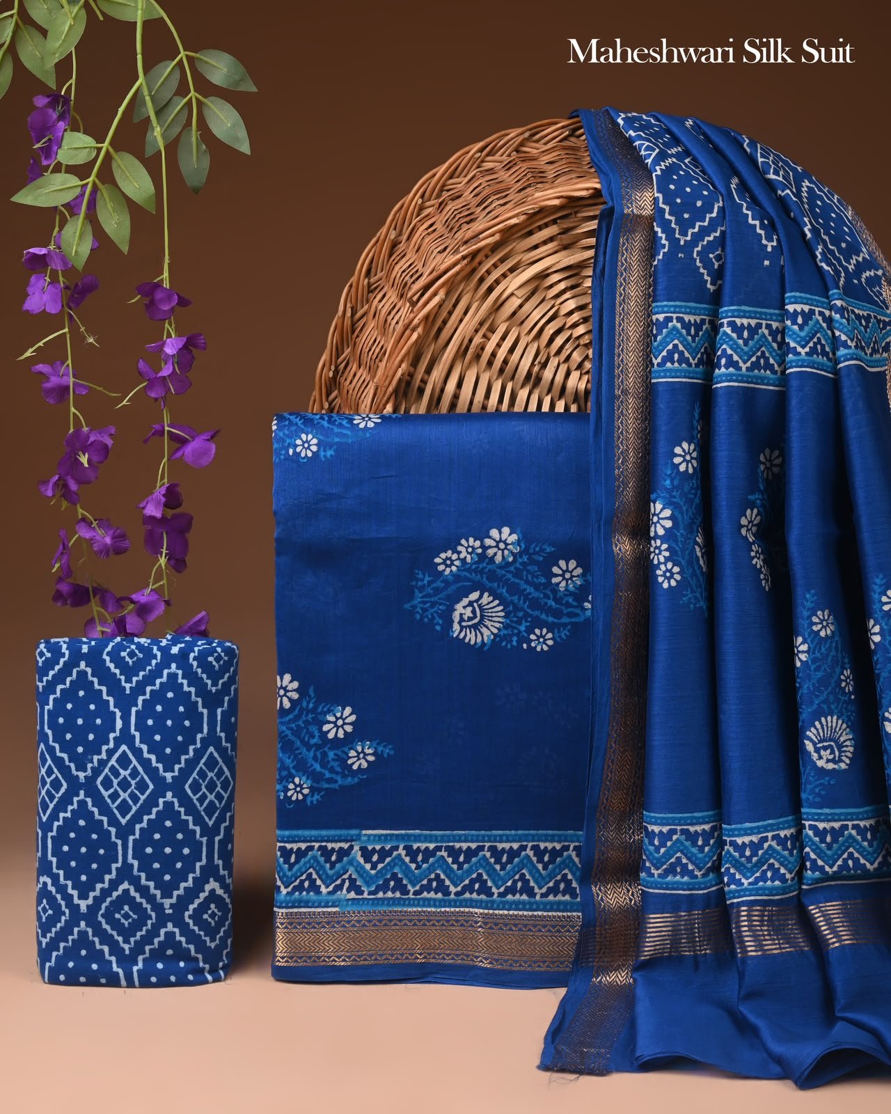 Maheshwari Block Printed Suit