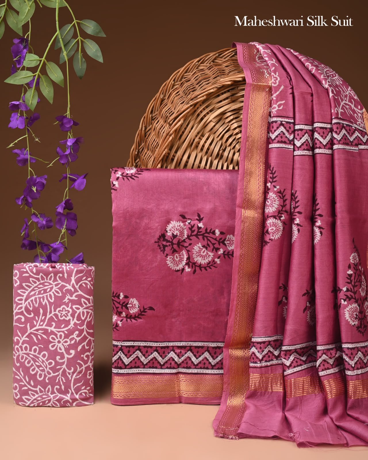 Maheshwari Block Printed Suit