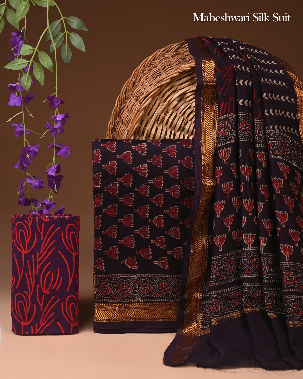 Maheshwari Block Printed Suit