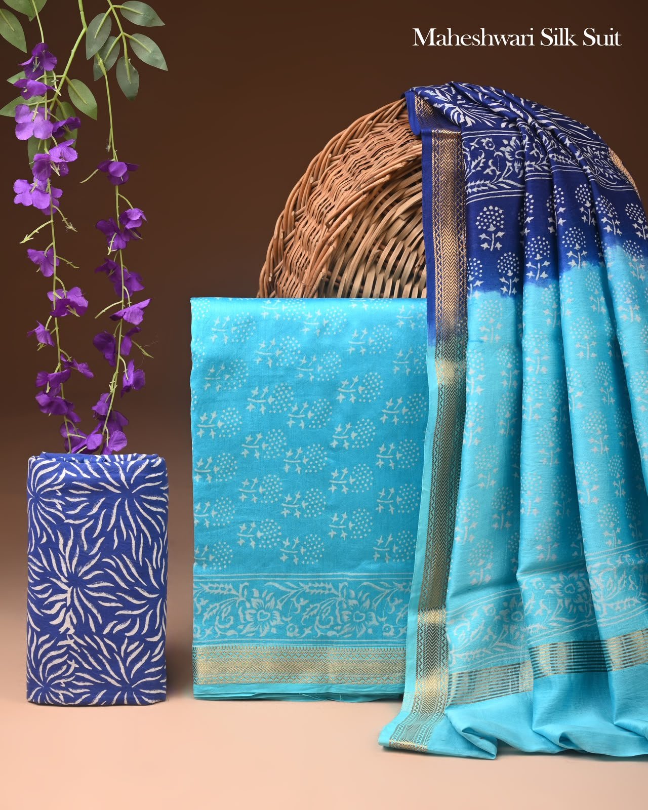 Maheshwari Block Printed Suit