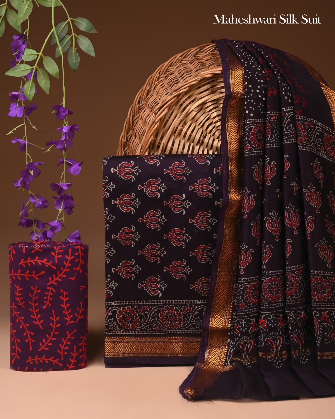 Maheshwari Block Printed Suit