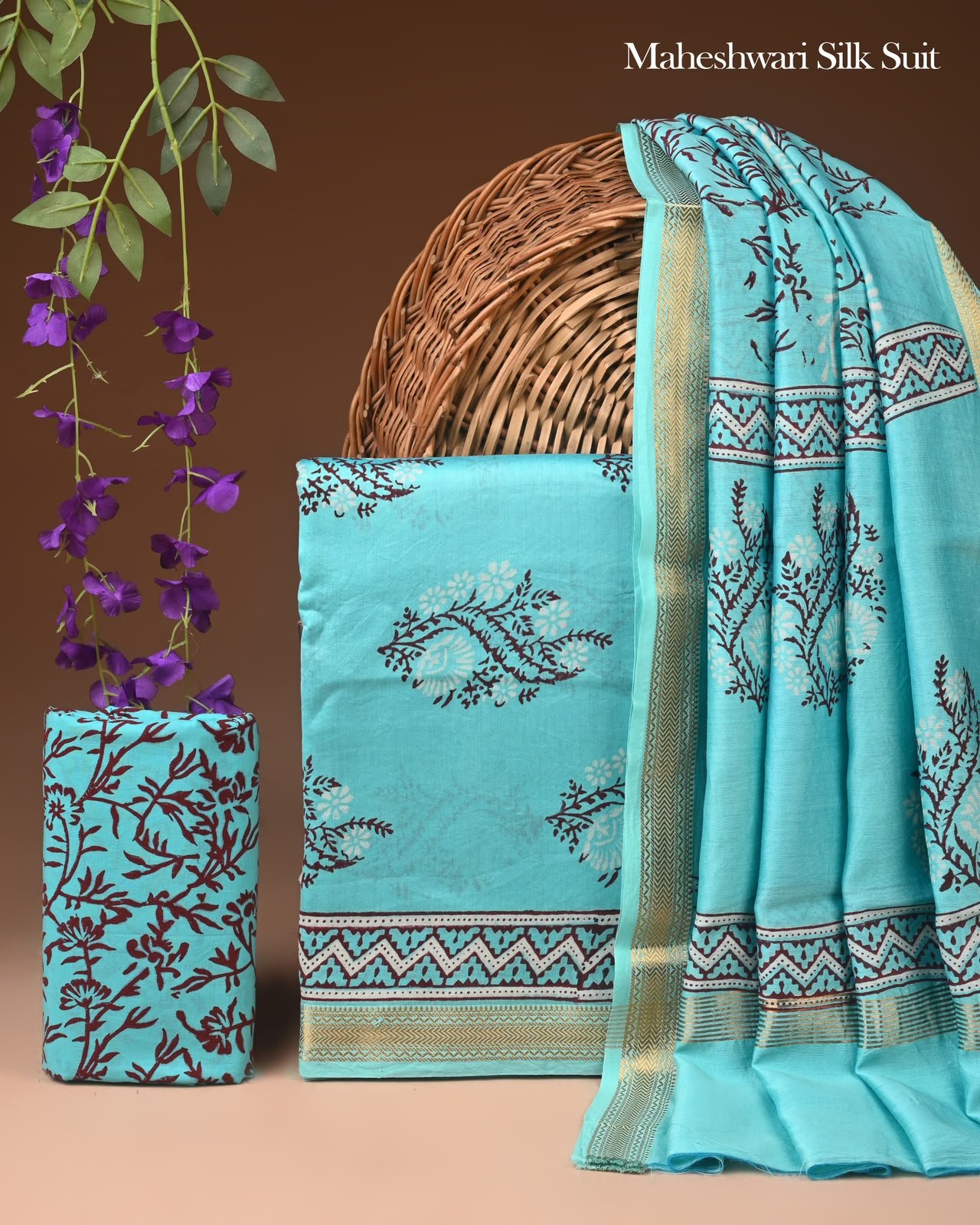 Maheshwari Block Printed Suit