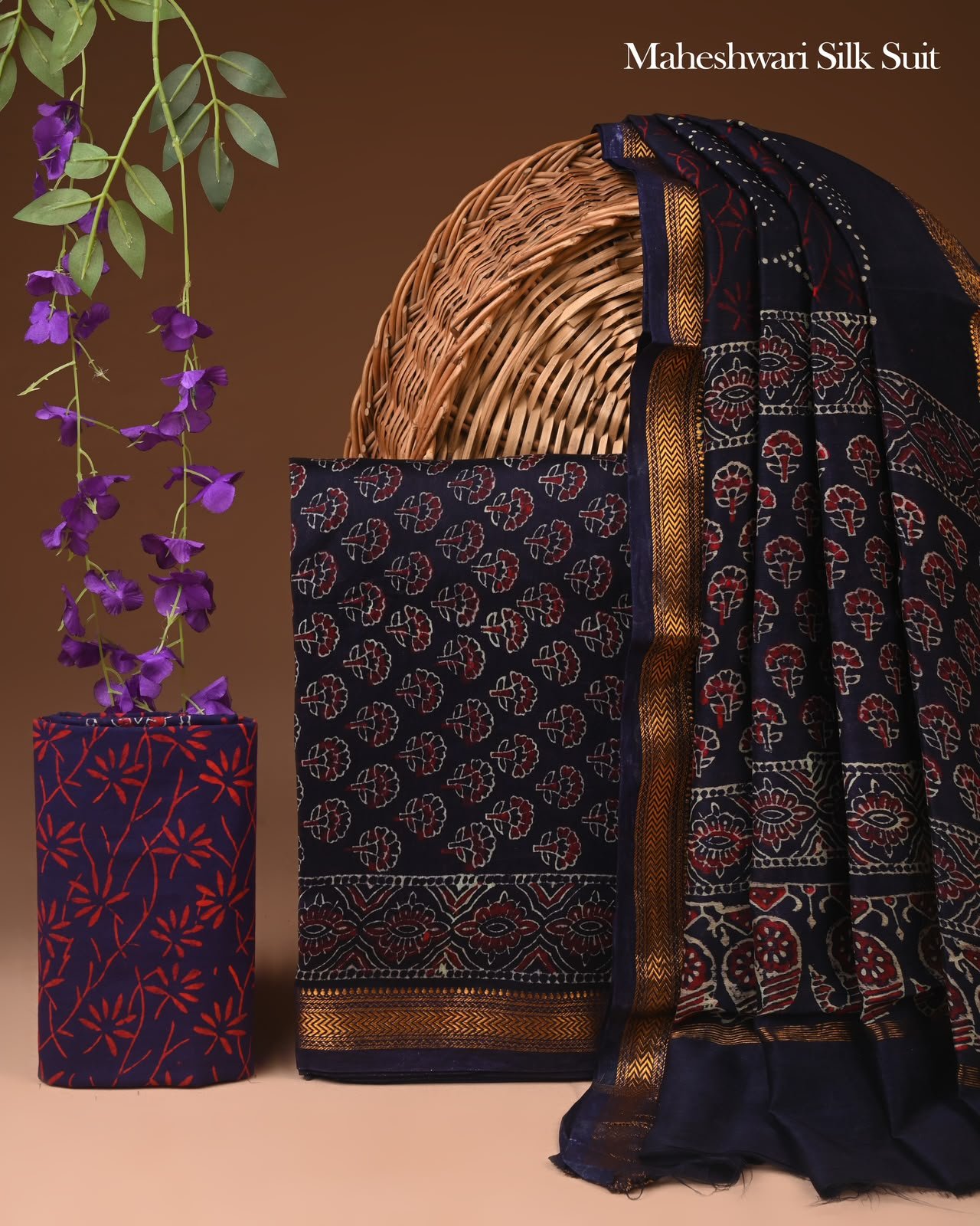Maheshwari Block Printed Suit