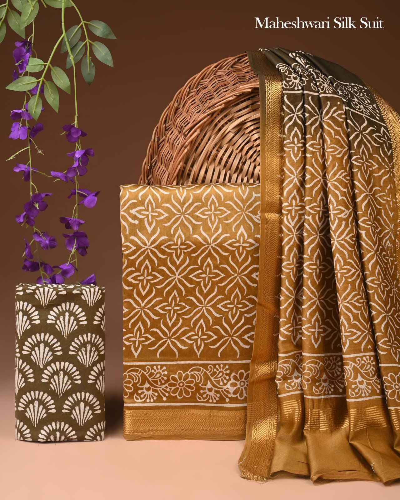 Maheshwari Block Printed Suit
