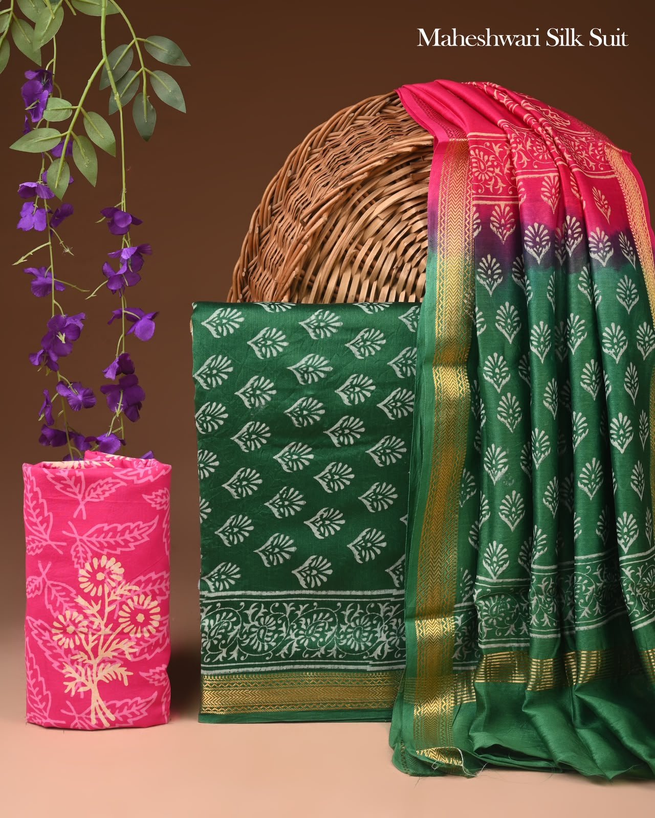 Maheshwari Block Printed Suit