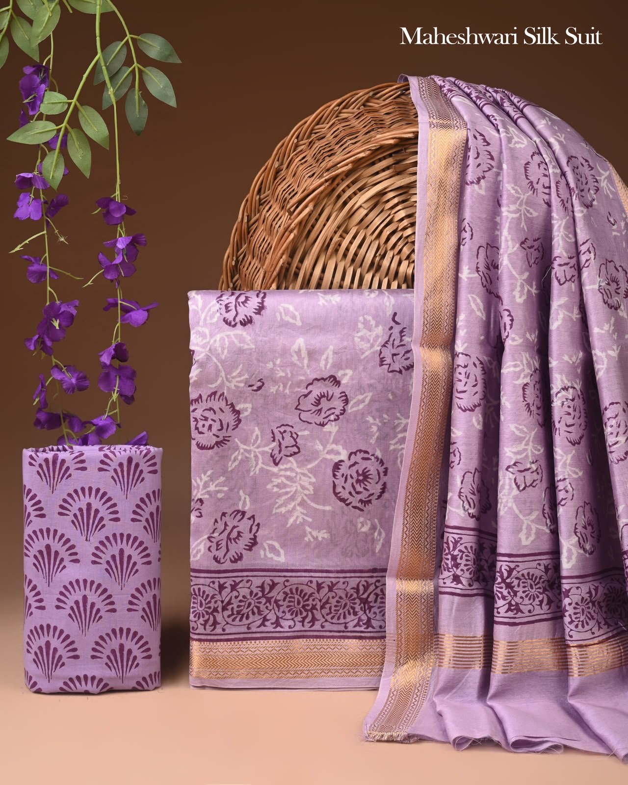 Maheshwari Block Printed Suit