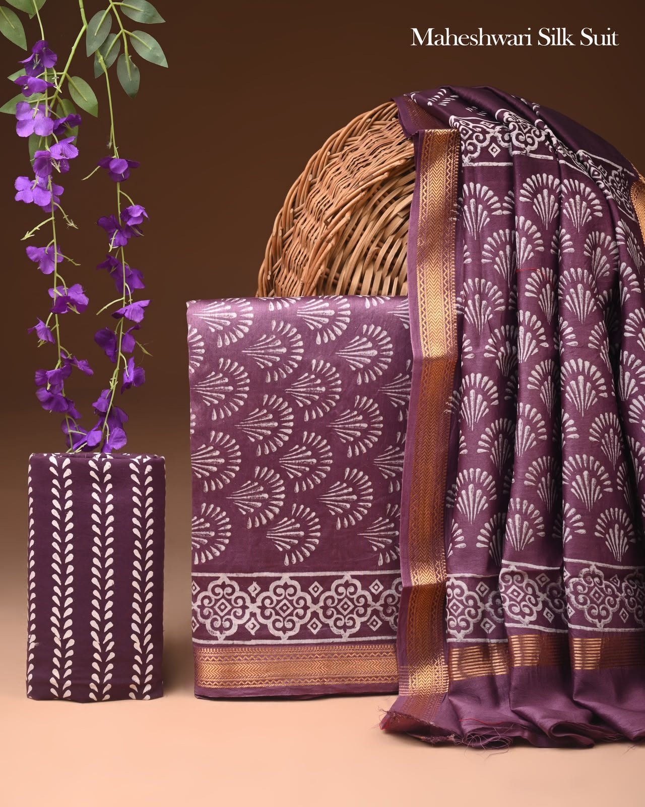 Maheshwari Block Printed Suit