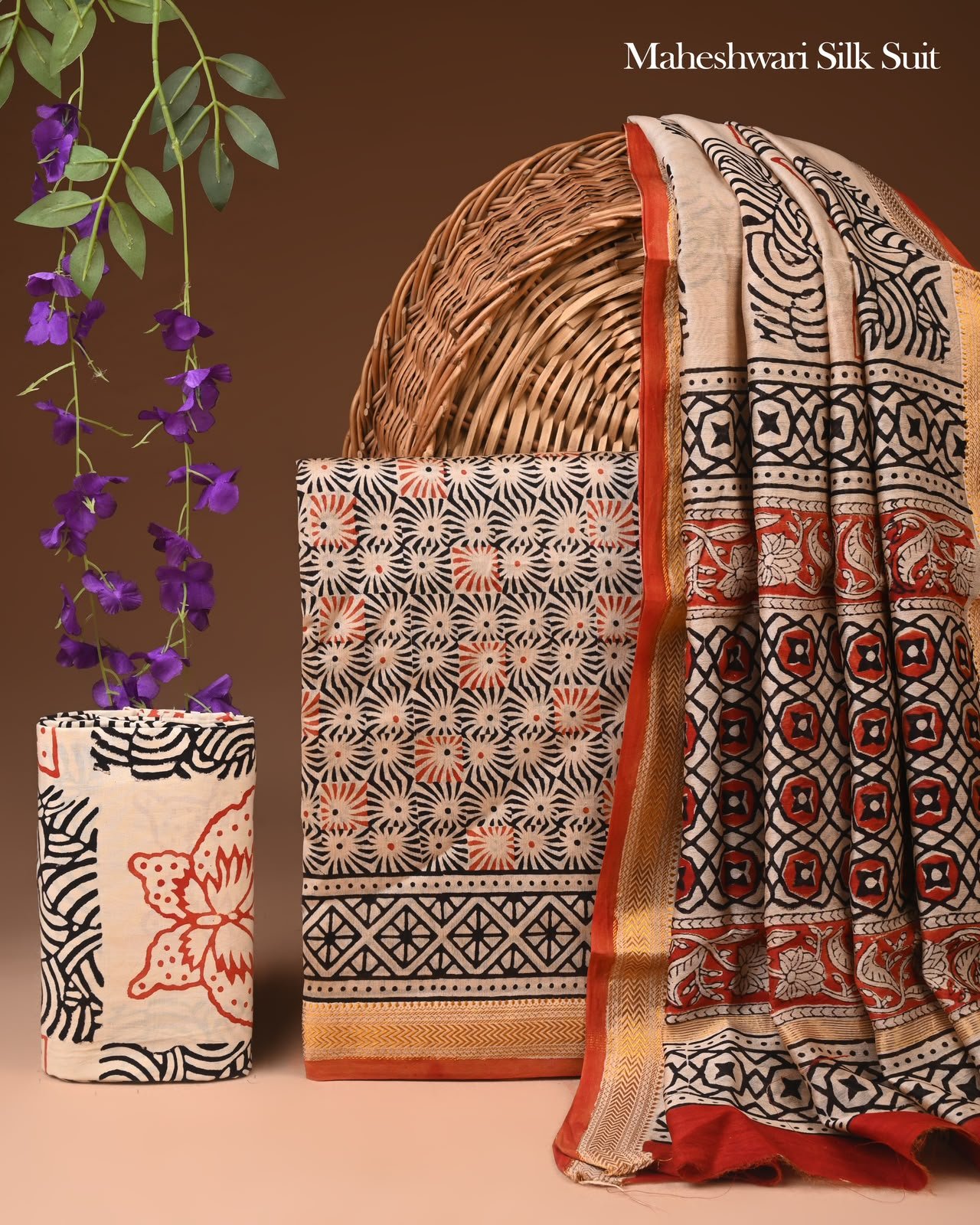 Maheshwari Block Printed Suit
