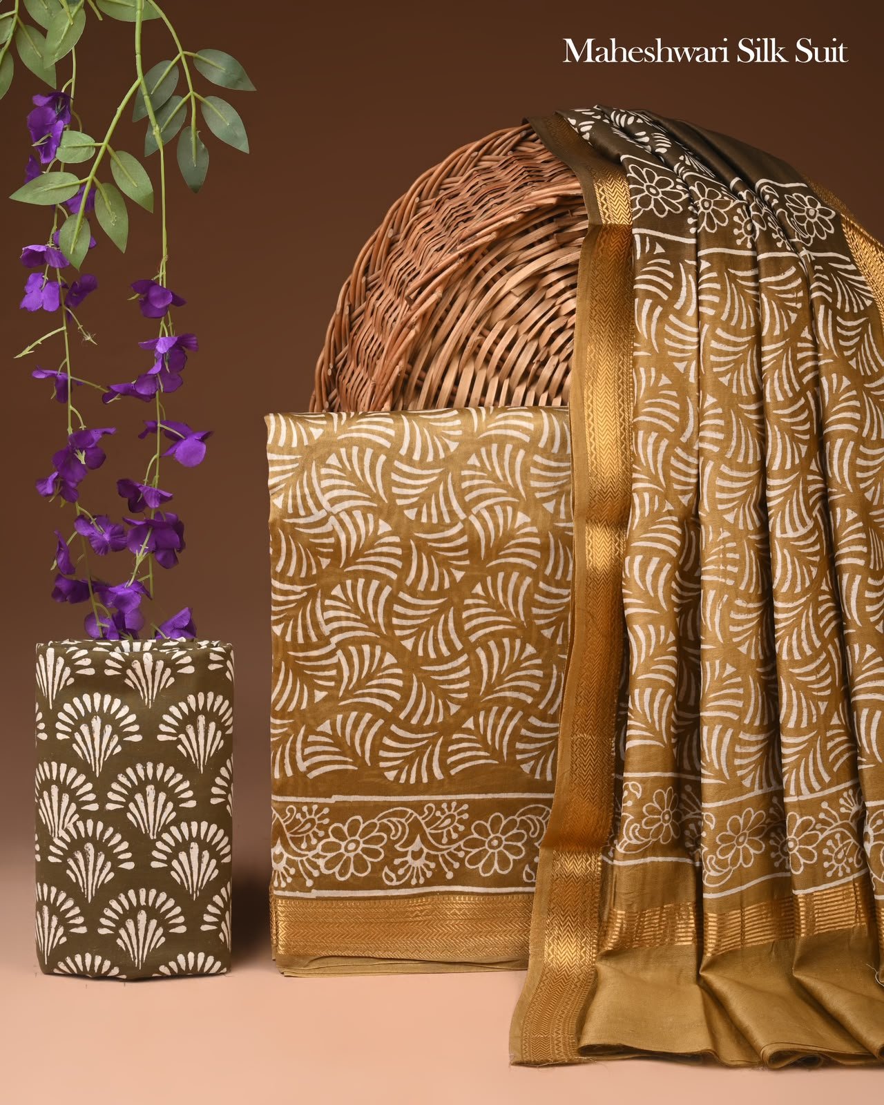 Maheshwari Block Printed Suit