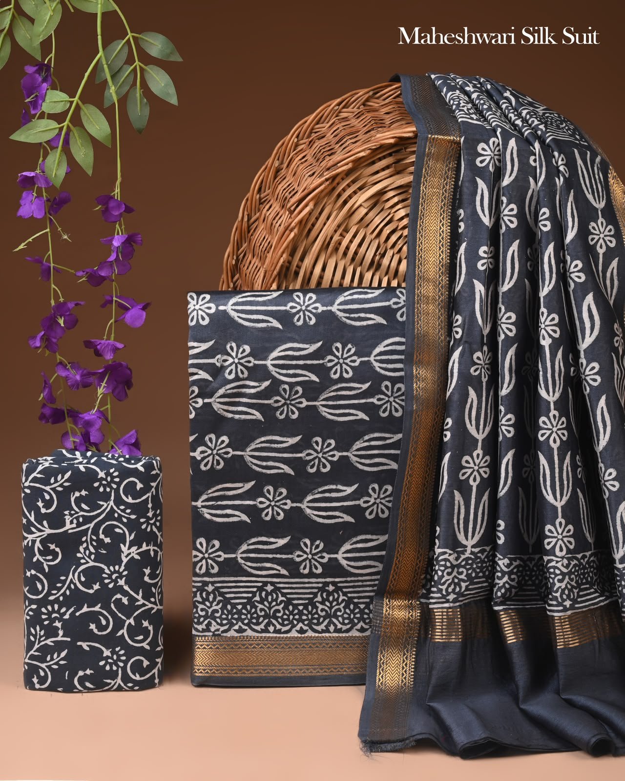 Maheshwari Block Printed Suit