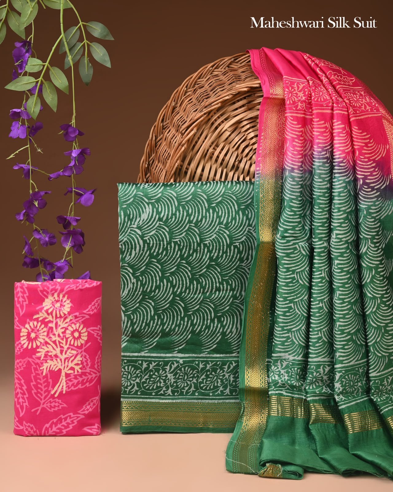 Maheshwari Block Printed Suit