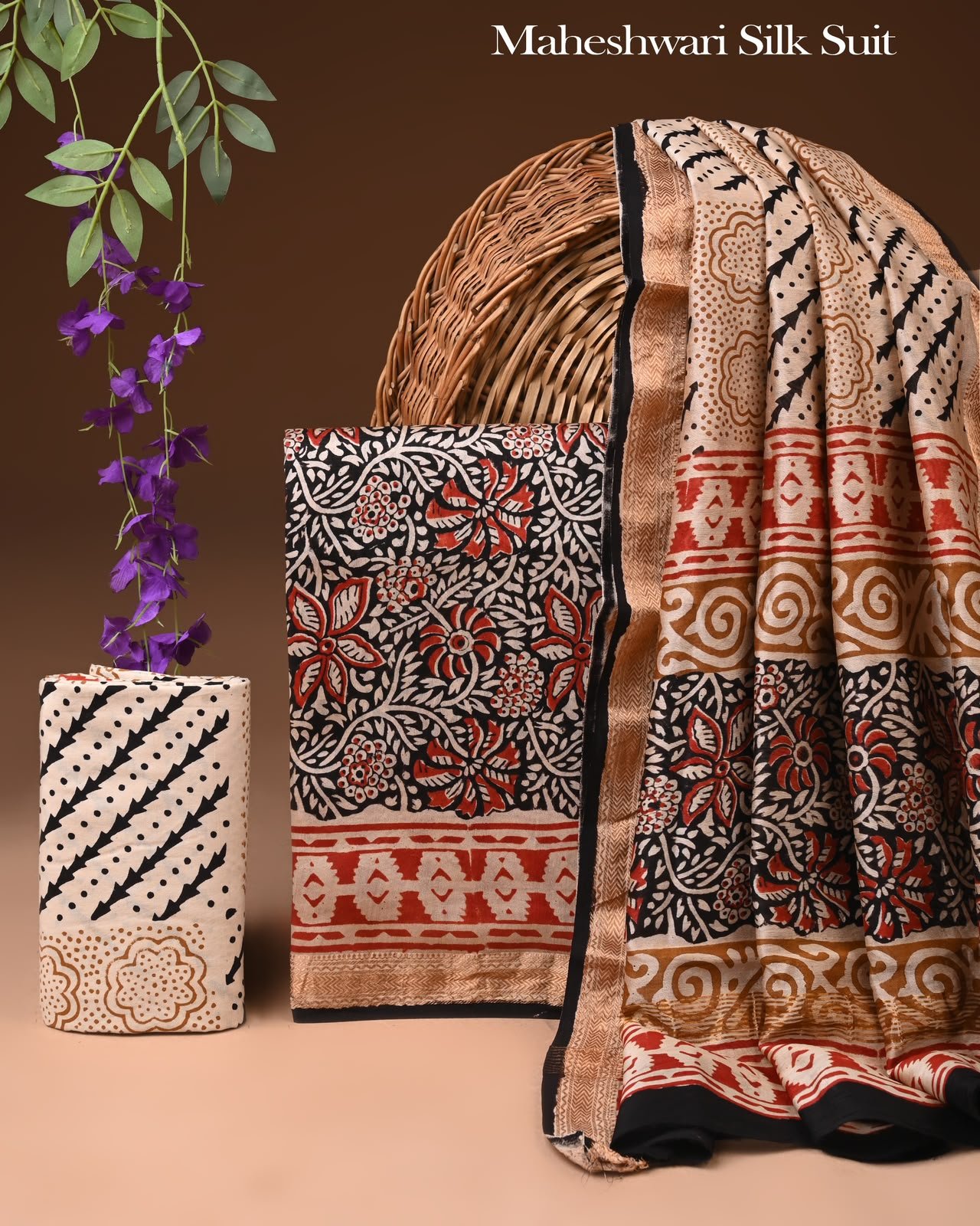 Maheshwari Block Printed Suit