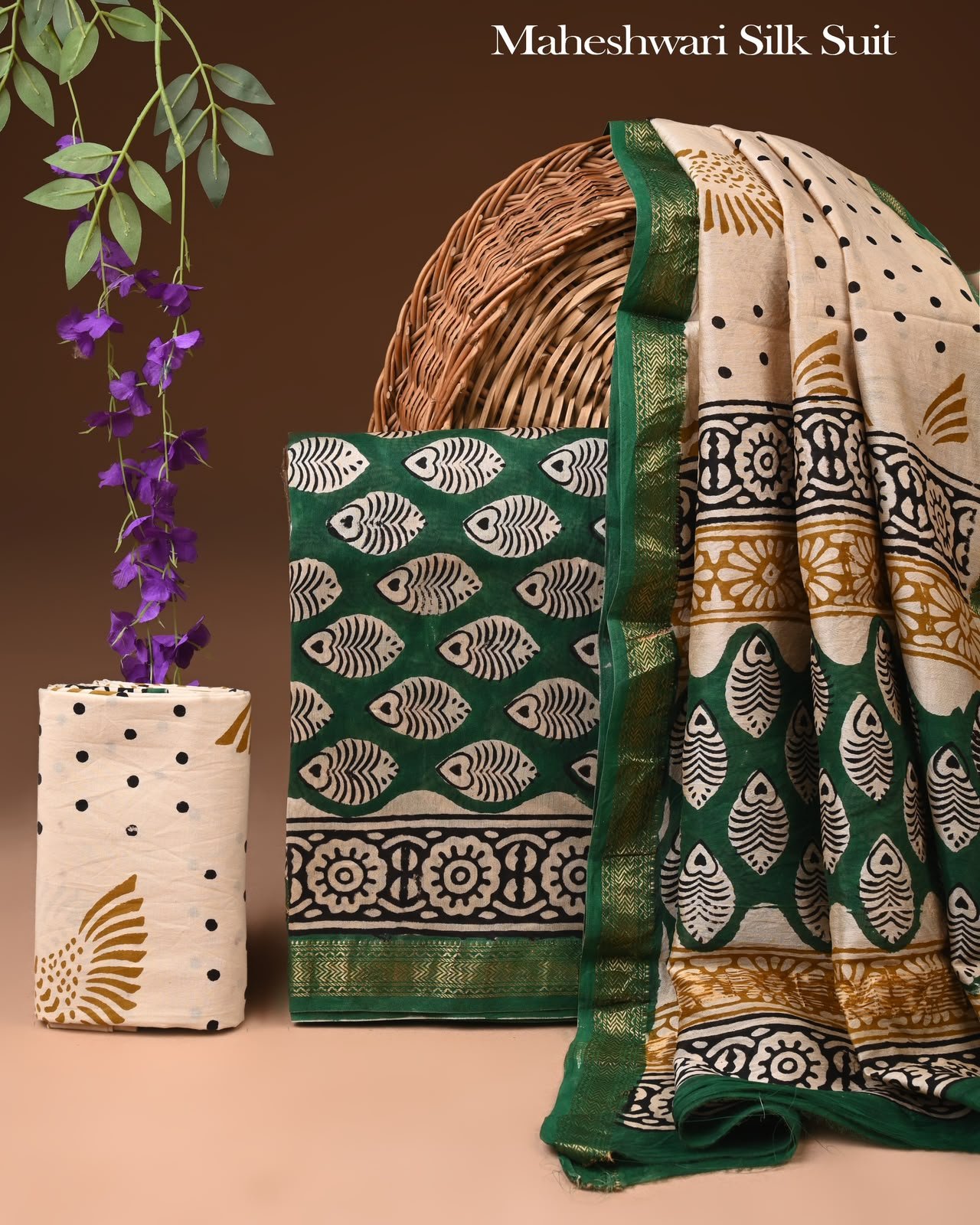 Maheshwari Block Printed Suit