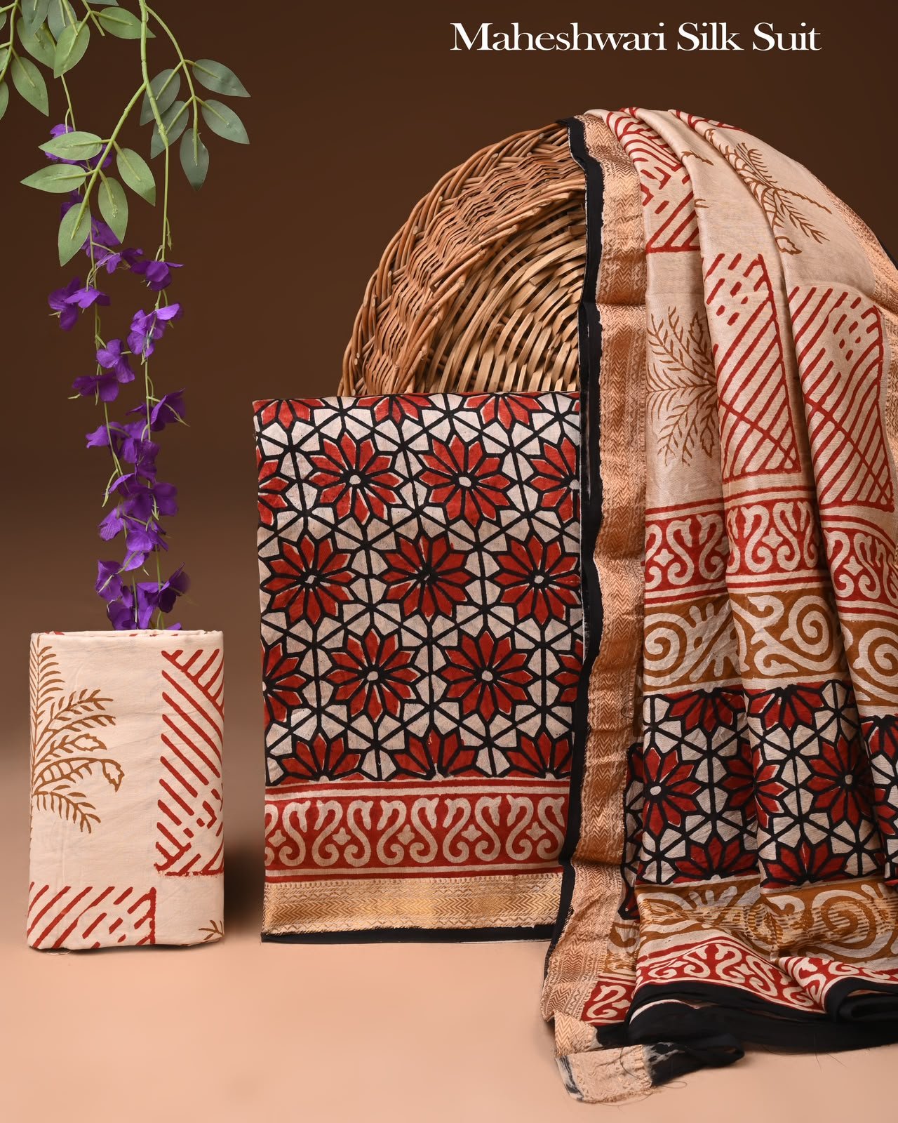 Maheshwari Block Printed Suit
