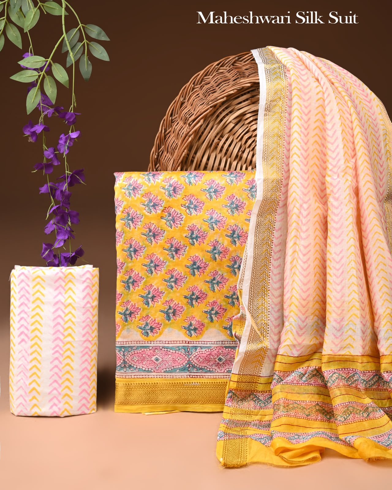 Maheshwari Block Printed Suit