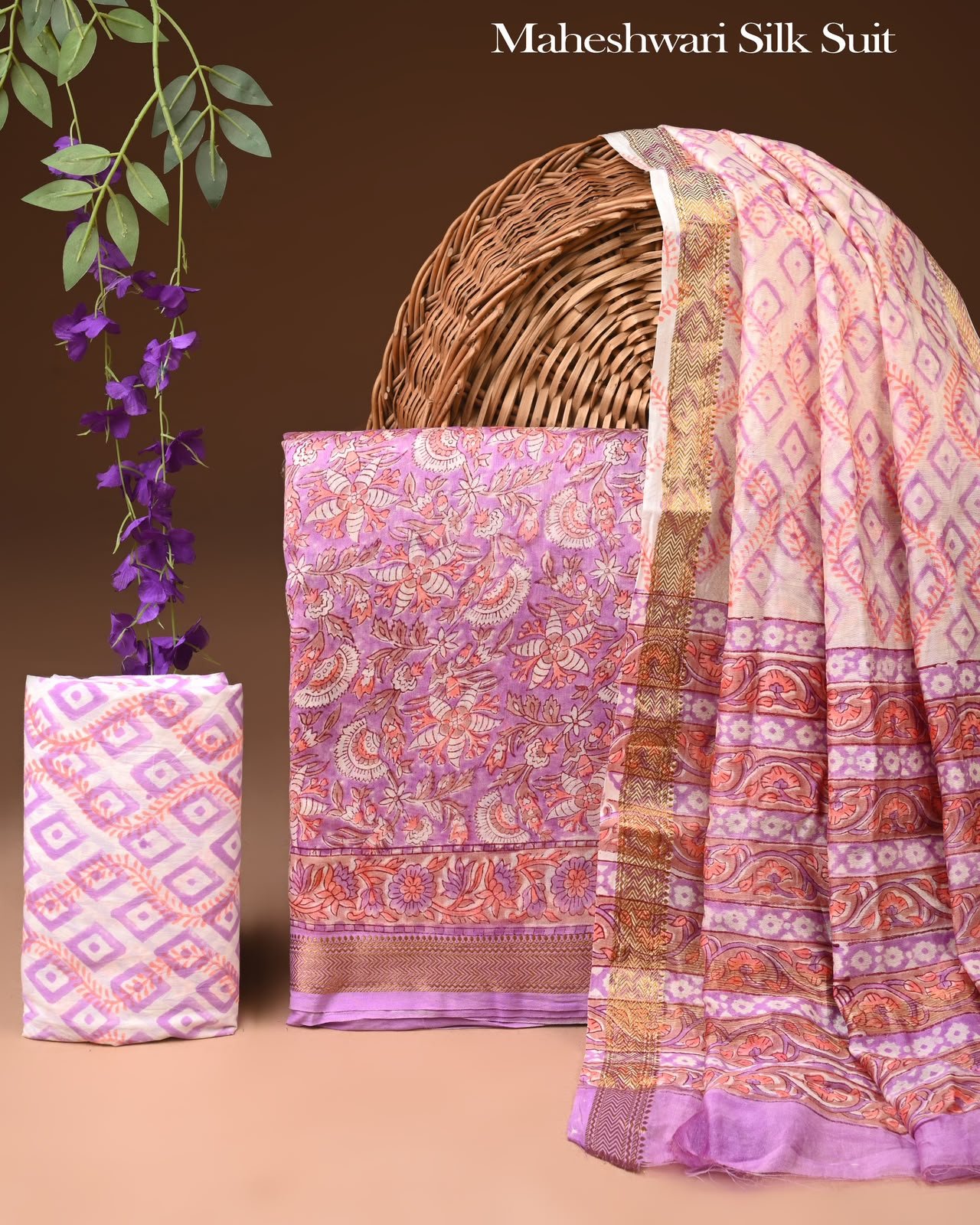 Maheshwari Block Printed Suit