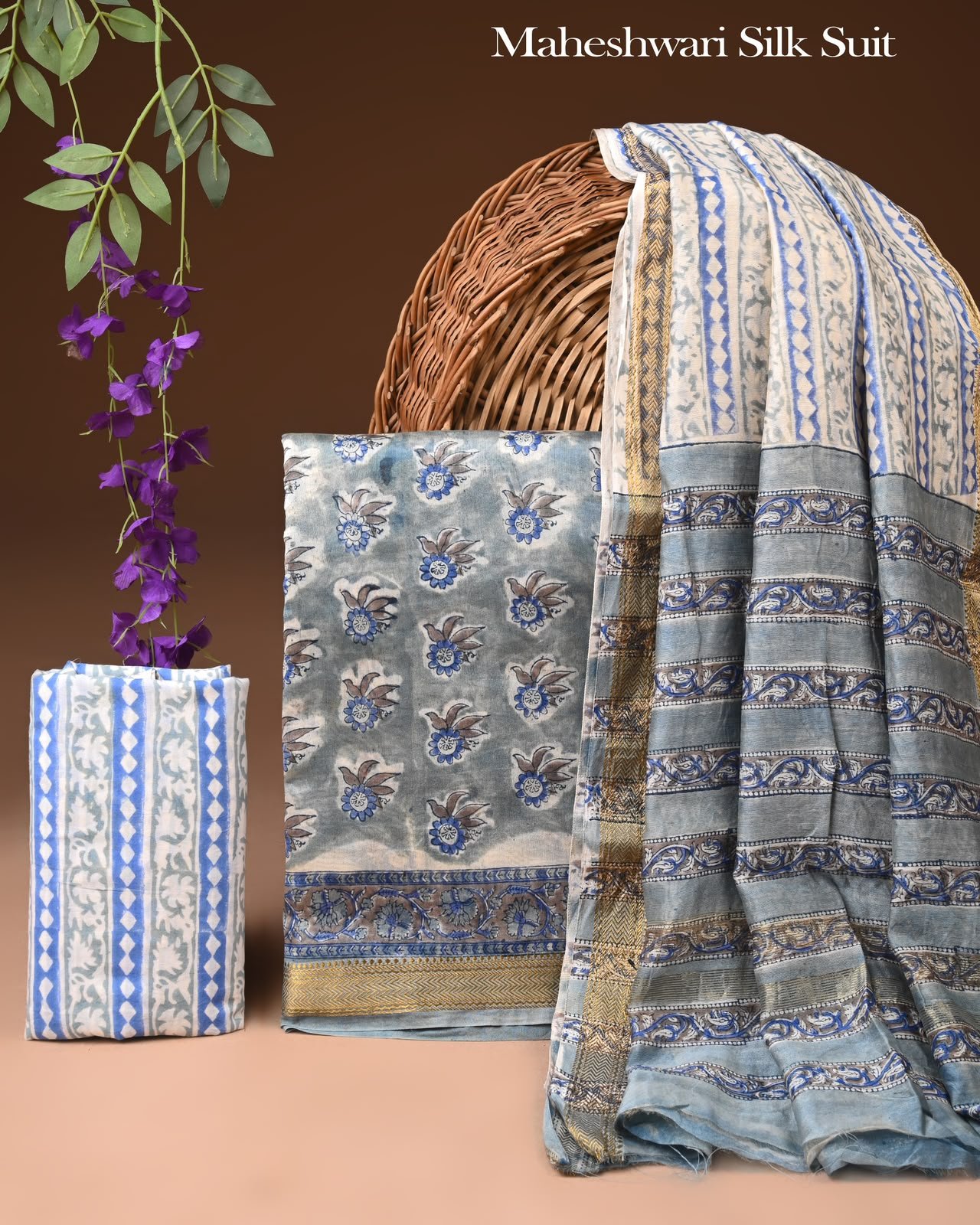 Maheshwari Block Printed Suit