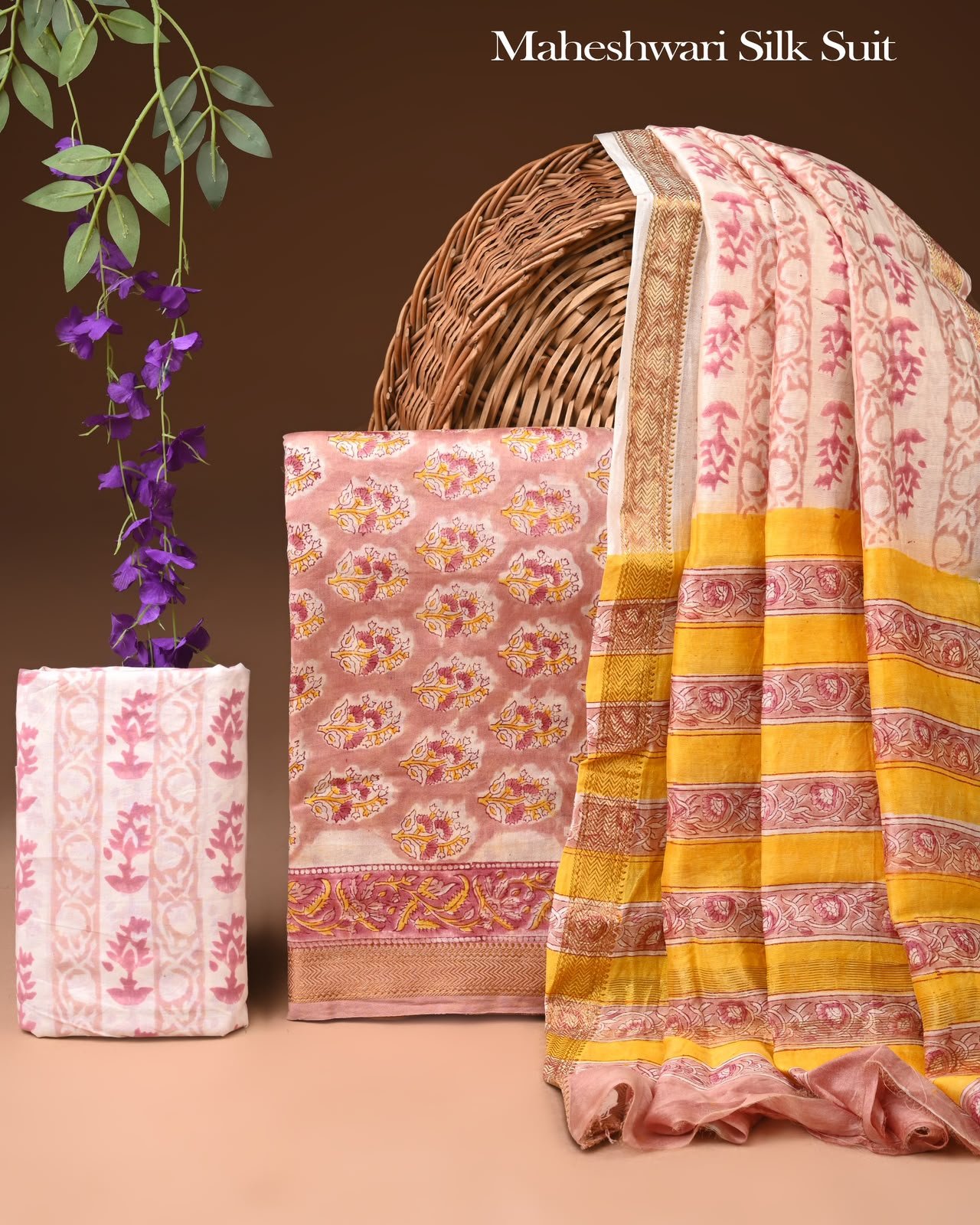 Maheshwari Block Printed Suit
