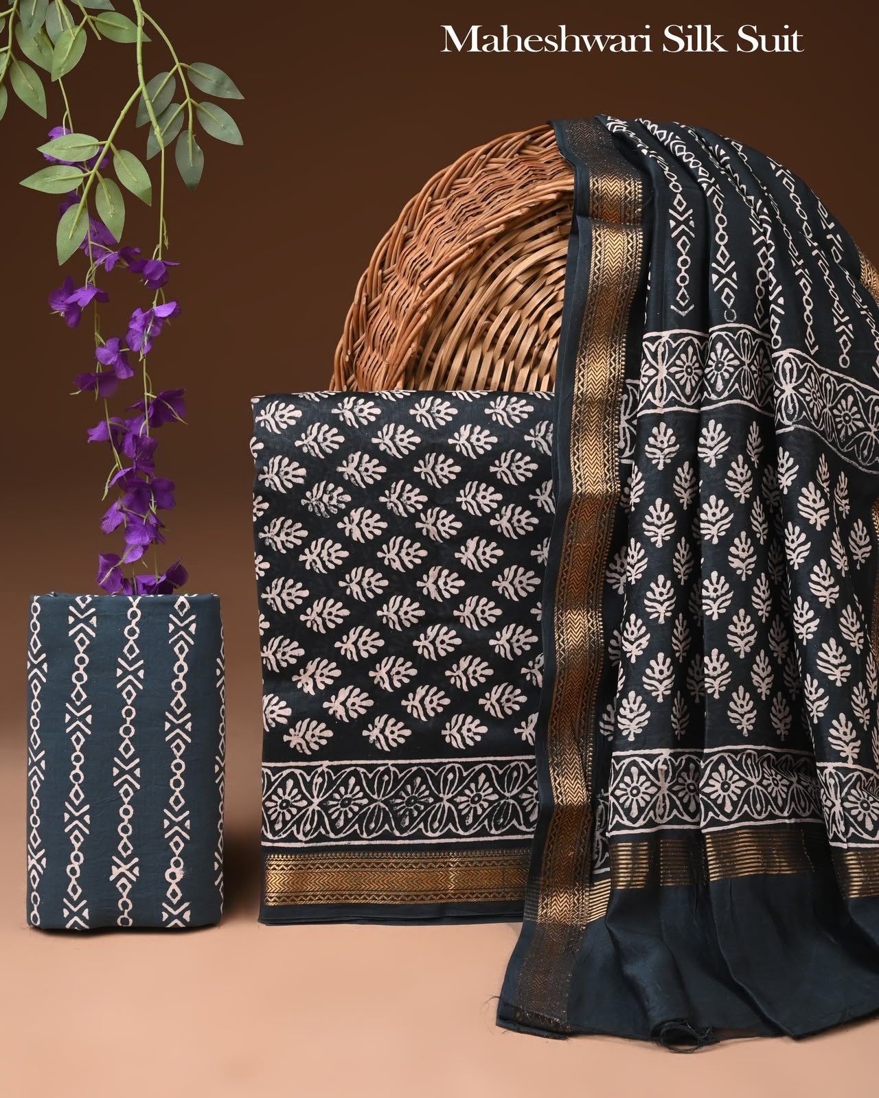 Maheshwari Block Printed Suit