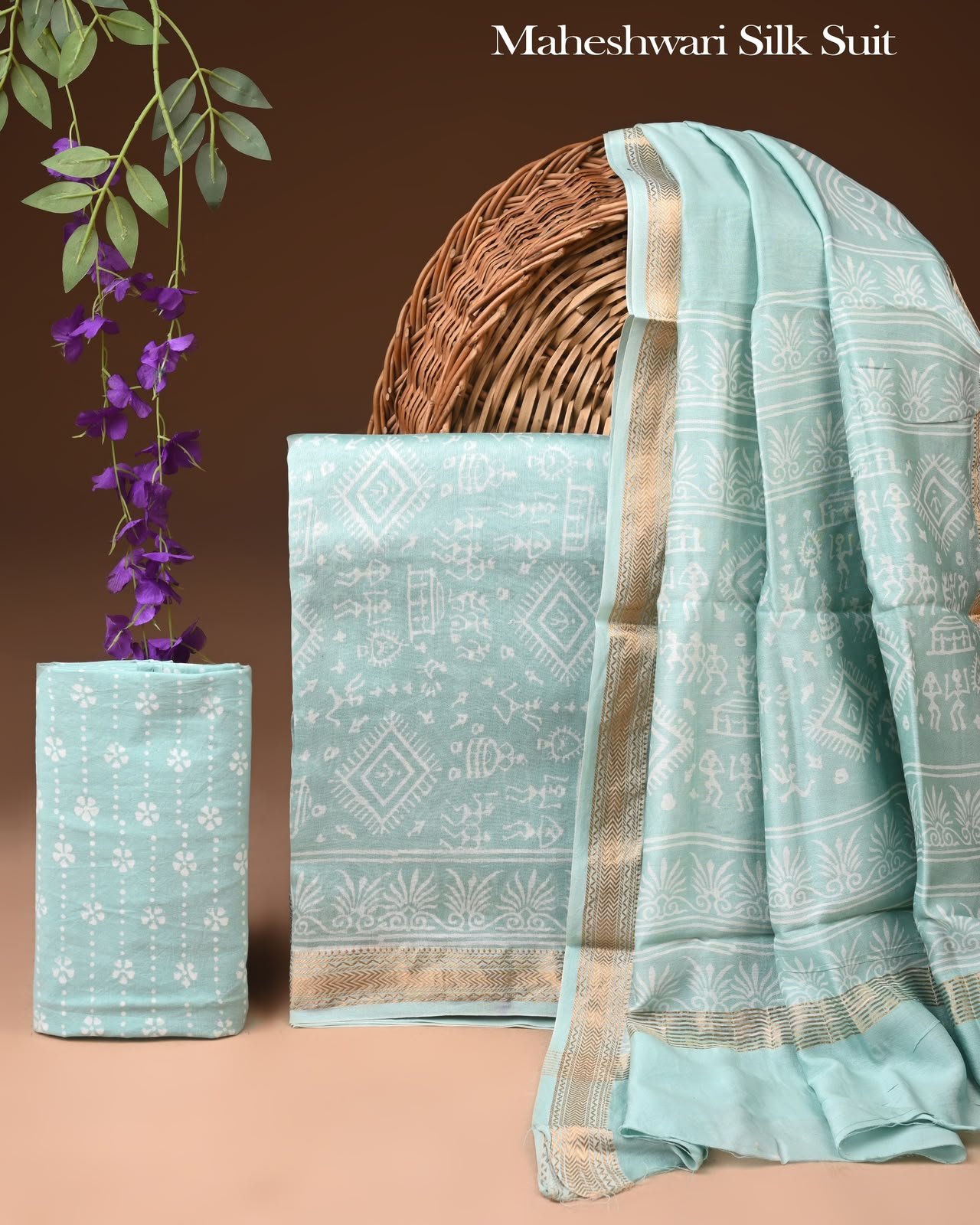 Maheshwari Block Printed Suit
